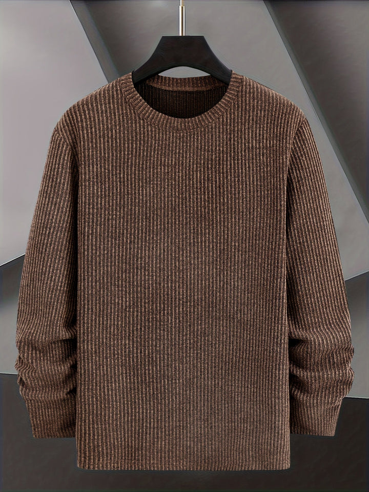 Dionisio - Maglione in Maglia a Coste con Collo Rotondo