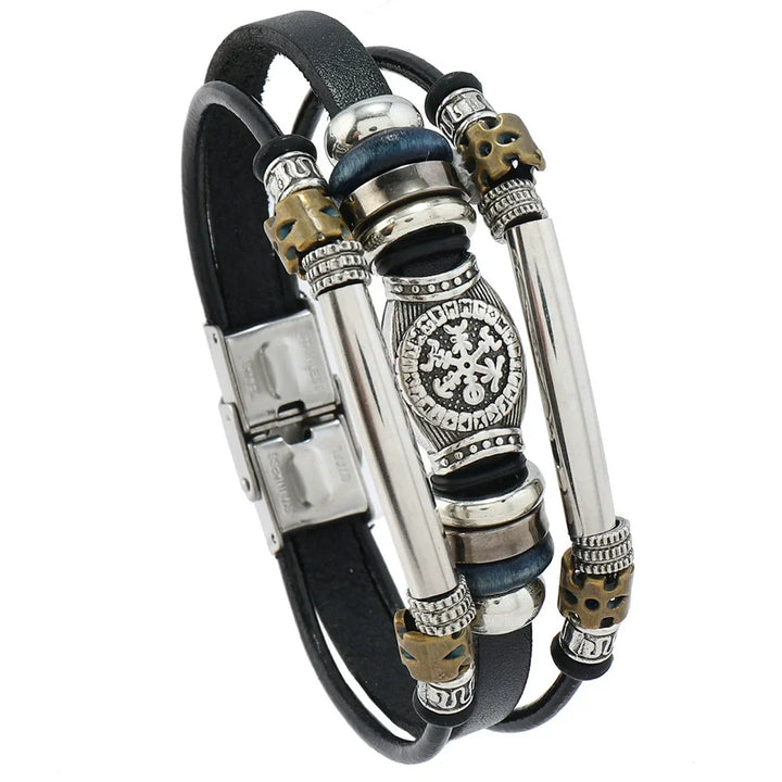 NorBrac - Bracciale Vintage In Pelle In Stile Vichingo