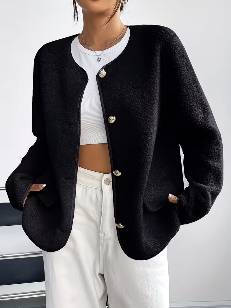 Viktorija - Elegante Giacca Con Collo Rotondo e Bottoni