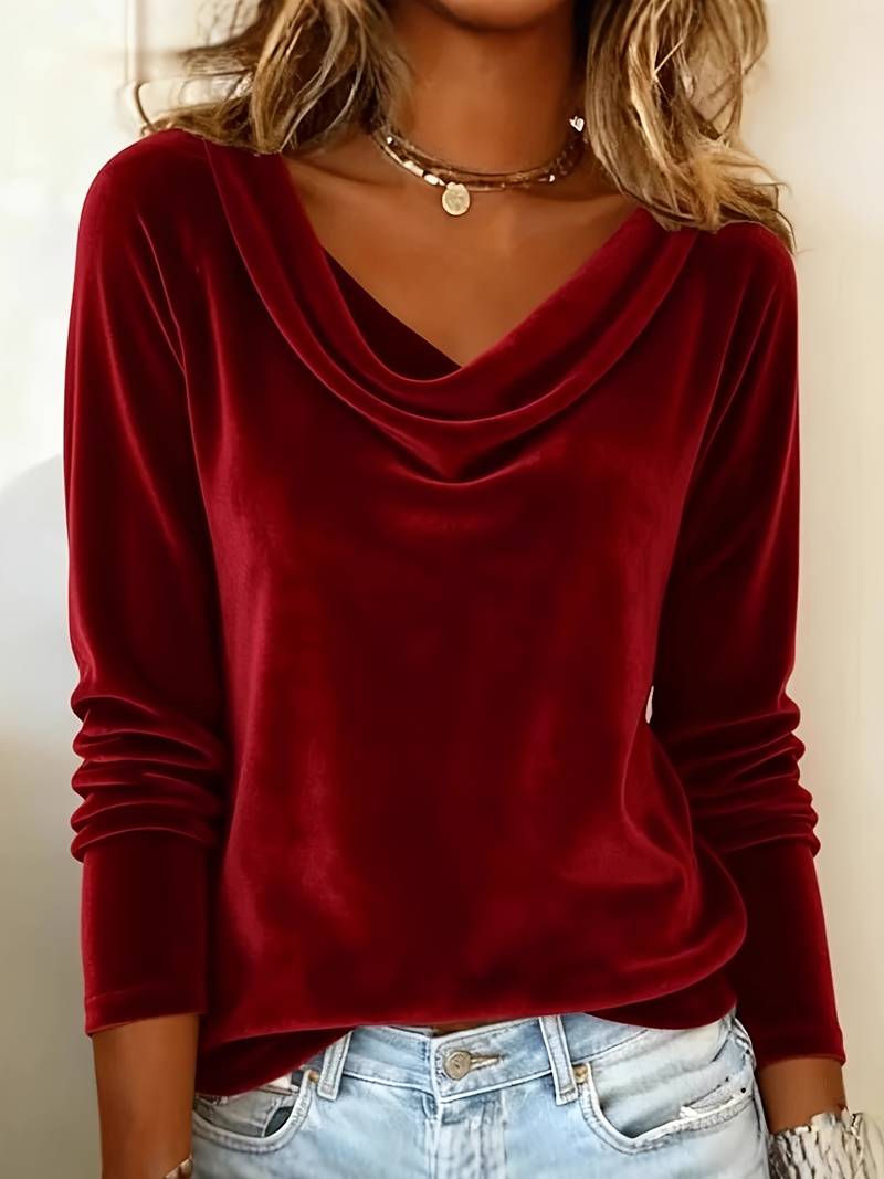 Ghania - Maglietta Casual a Maniche Lunghe Con Scollo a V