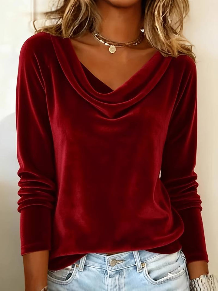 Ghania - Maglietta Casual a Maniche Lunghe Con Scollo a V