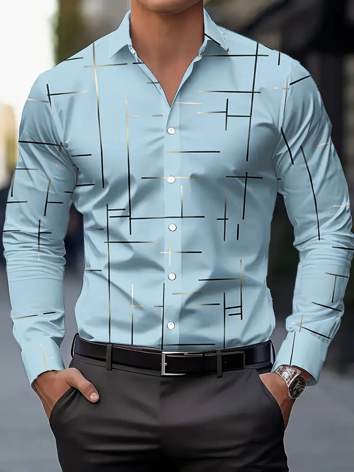 Nerio - Camicia a Maniche Lunghe Con Stampa Geometrica