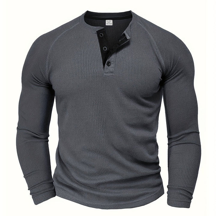 Jarik - Maglietta Henley a Maniche Lunghe Con Trama in Rilievo