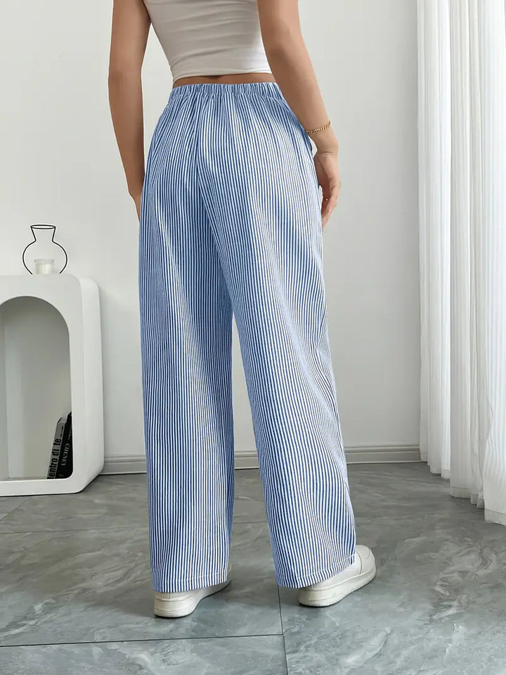 Alina - Elegante Pantalone A Righe Con Tasche
