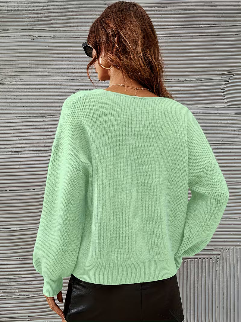 Irmelin - Maglione Con Scollo a V e Spalle Scese
