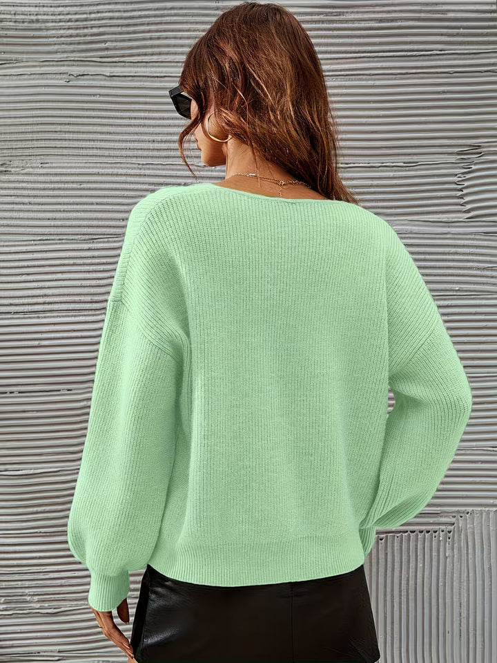 Irmelin - Maglione Con Scollo a V e Spalle Scese