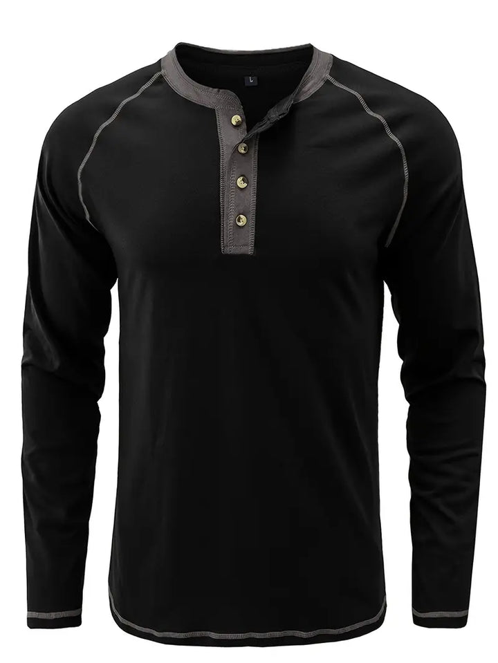 Sharma - Camicia Henley a Maniche Lunghe Con Collo Rotondo
