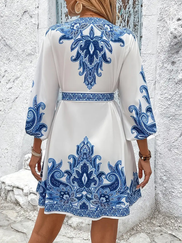 Gwenda - Abito Svasato Con Scollo a V e Stampa Paisley