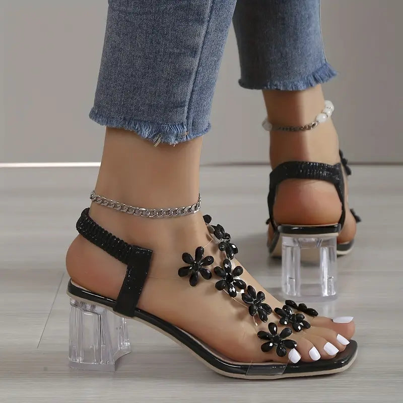 Graciela - Sandali Con Tacco Alto Cristalli Floreali