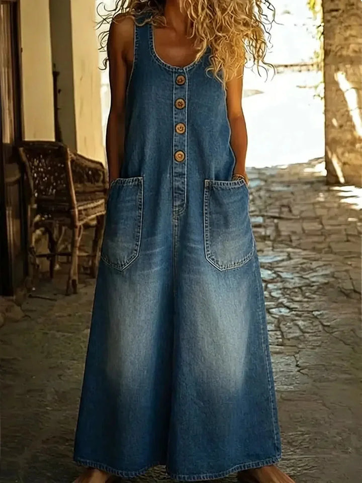 Yveta - Abito casual Senza Maniche in Cotone Denim