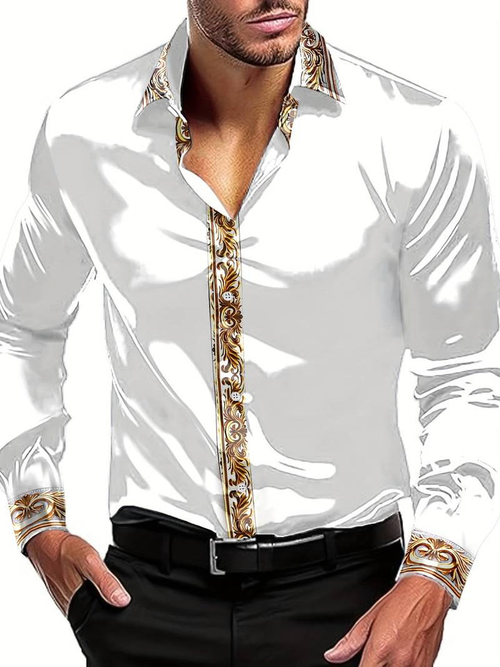 Vygantas - Elegante Camicia a Maniche Lunghe Con Patchwork