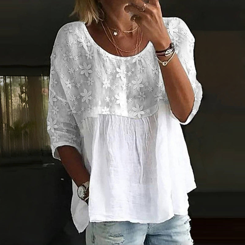 Viviane - Camicetta Con Patchwork Floreale Ricamato