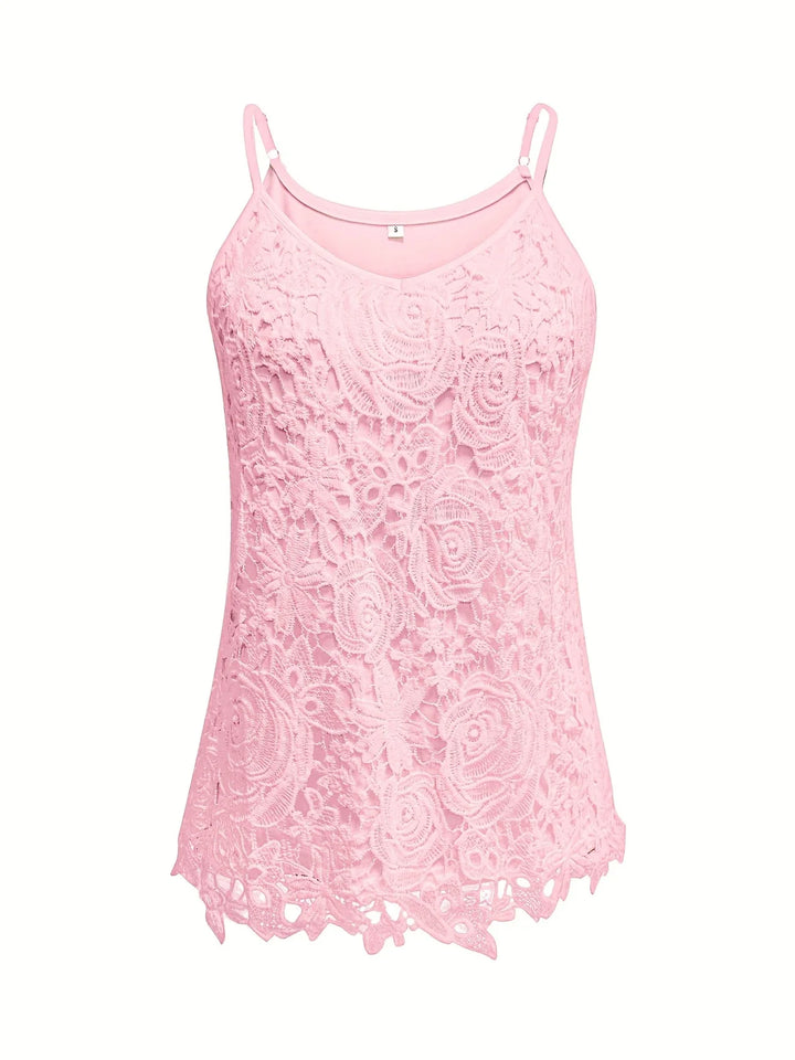 Juna - Elegante Top Senza Maniche In Pizzo Con Scollo a V