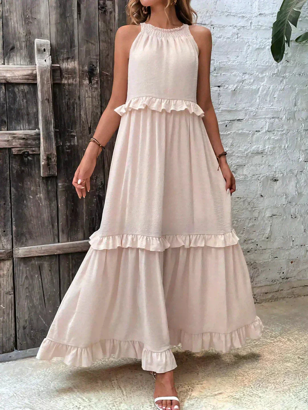 ayley - Elegante Abito Senza Maniche Con Volant
