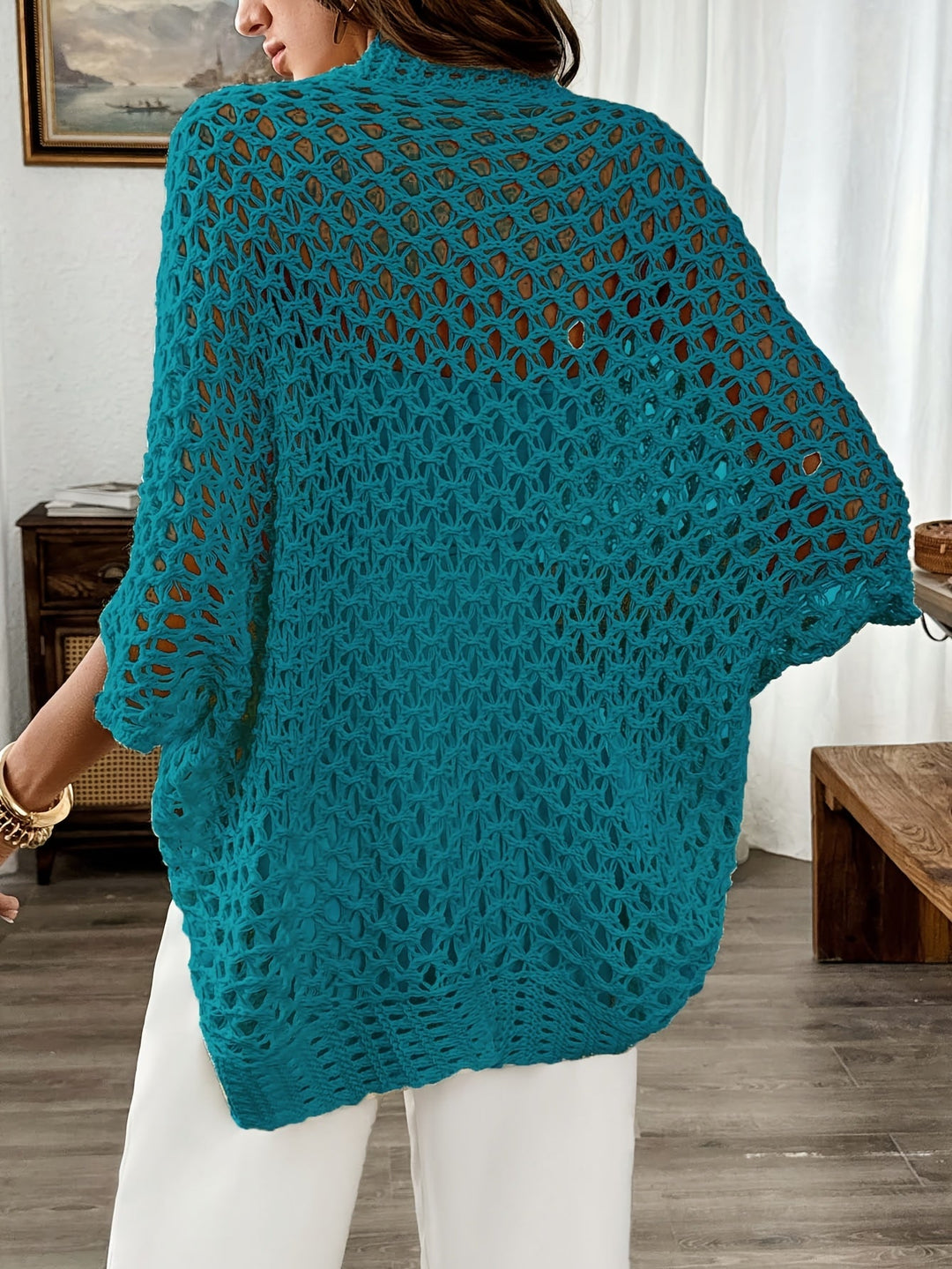 Etleva - Elegante Cardigan Traforato Con Maniche A Pipistrello