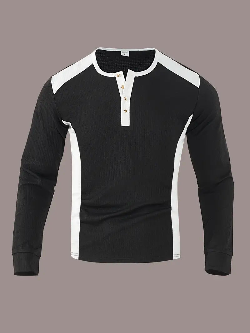 Kyran - Camicia Henley A Maniche Lunghe Con Motivo A Nido d'Ape