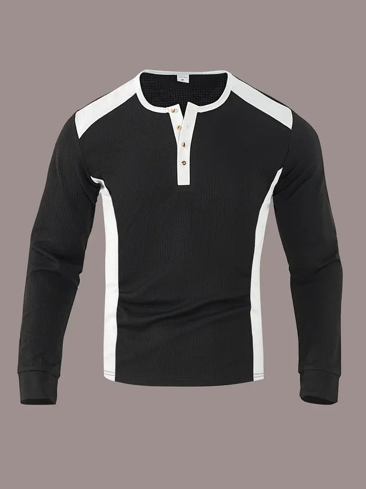 Kyran - Camicia Henley A Maniche Lunghe Con Motivo A Nido d'Ape