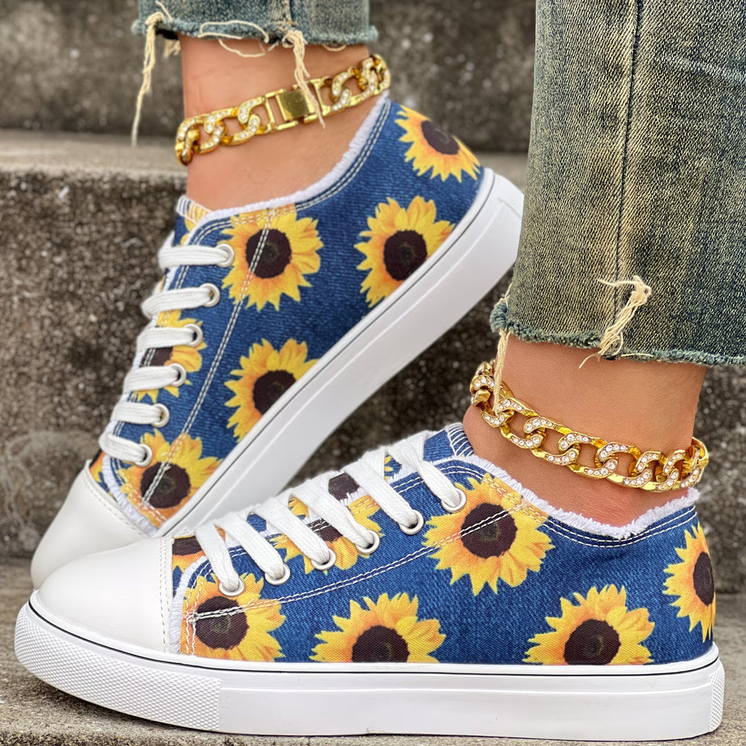 Portia - Sneaker Con Lacci e Stampa Girasole