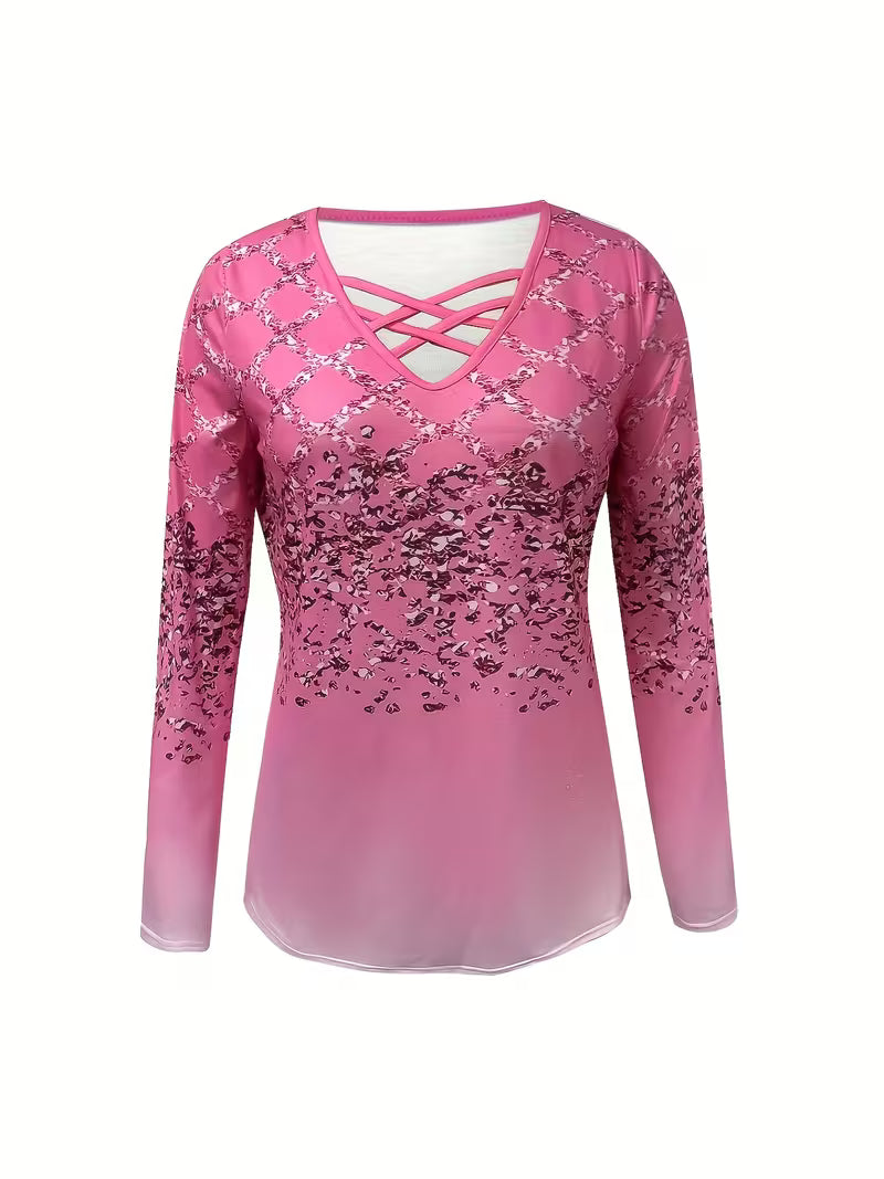 Karita - Camicetta Casual Con Scollo a V e Maniche Lunghe