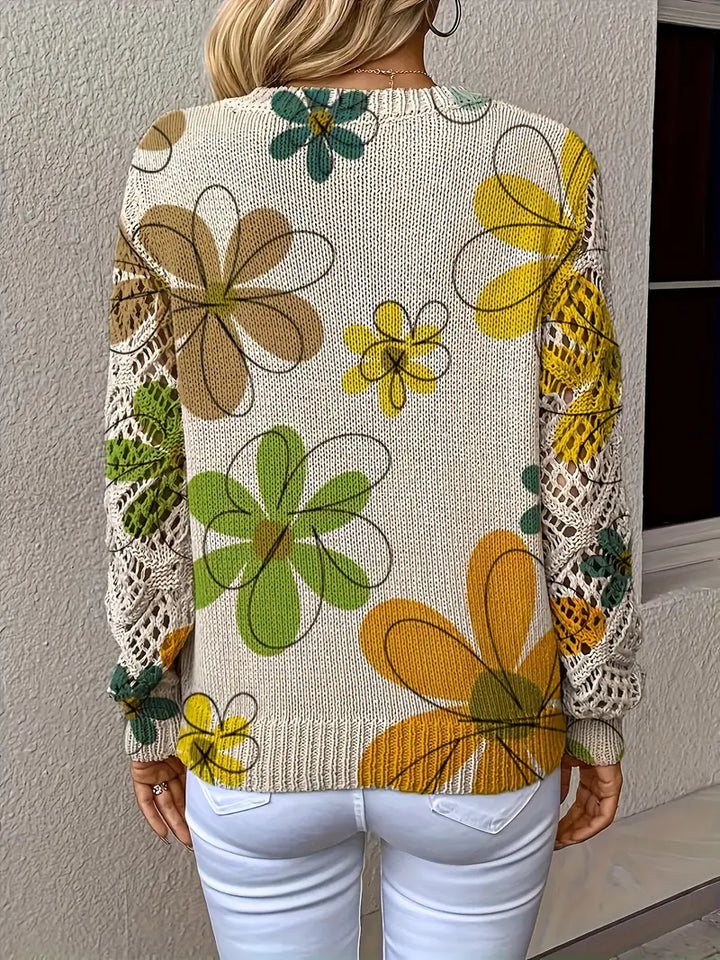 Marzena - Elegante Maglione a Maniche Lunghe Con Stampa Floreale