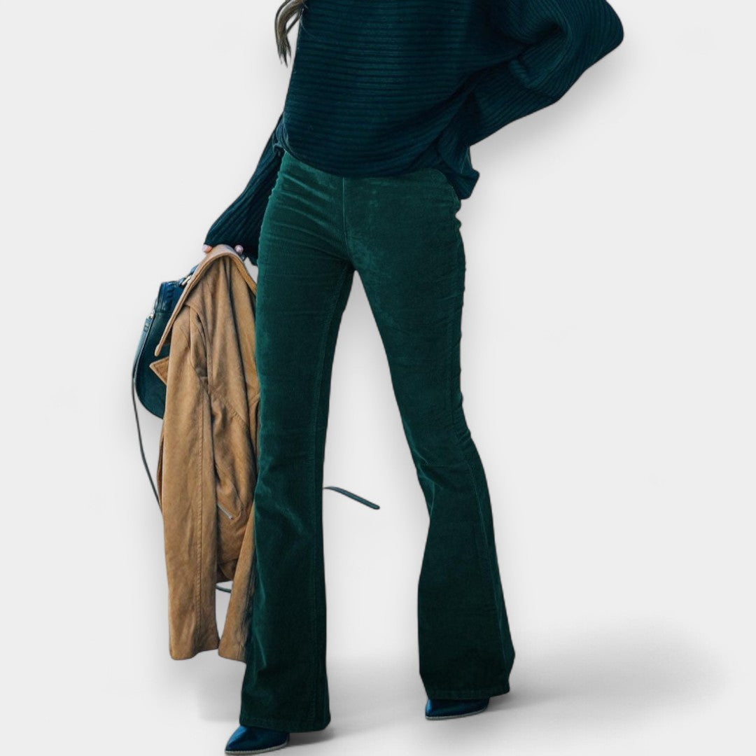 Meryn - Pantaloni Svasati in Velluto a Coste
