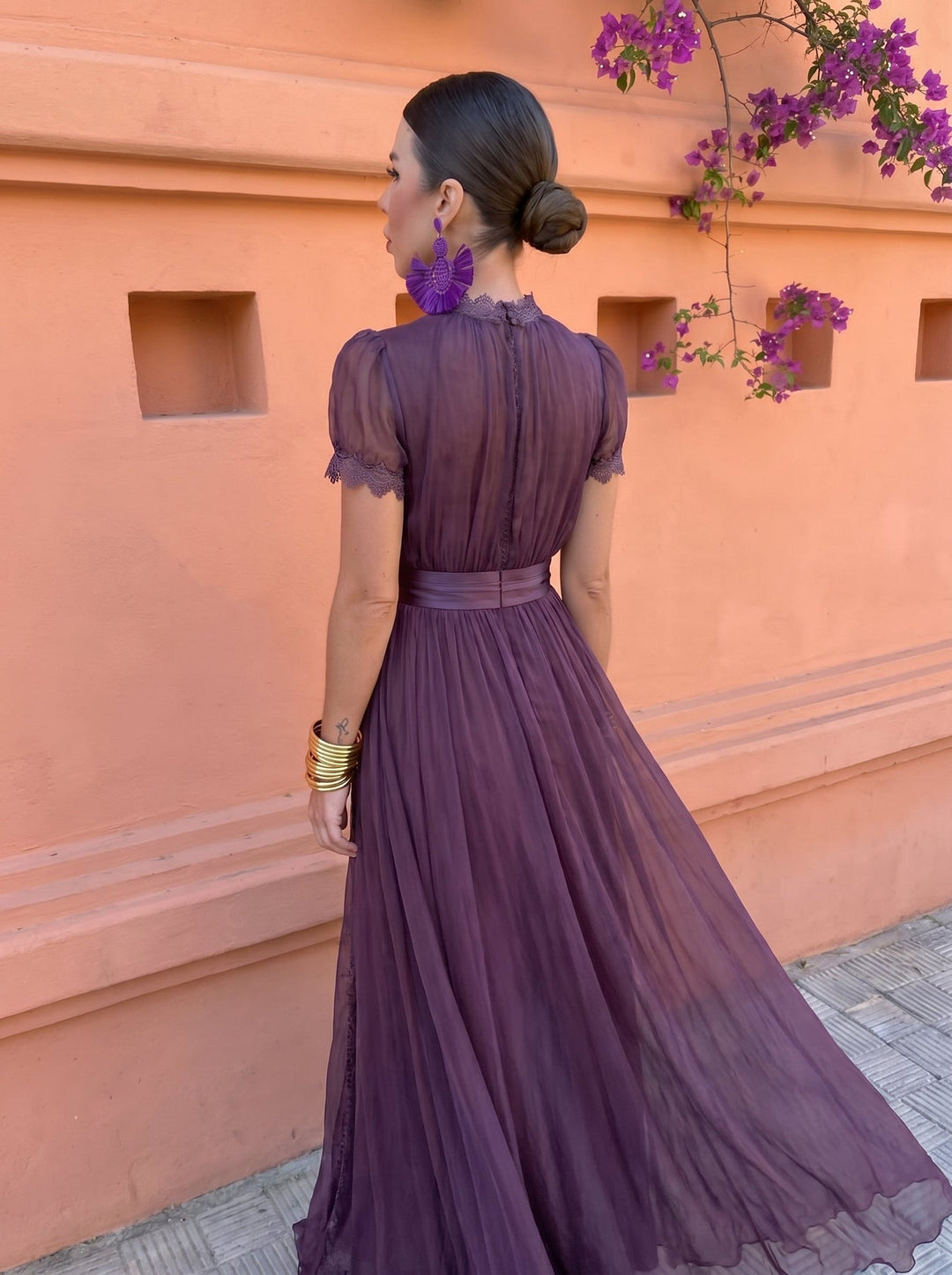 Eshley - Abito Lungo Vintage in Chiffon