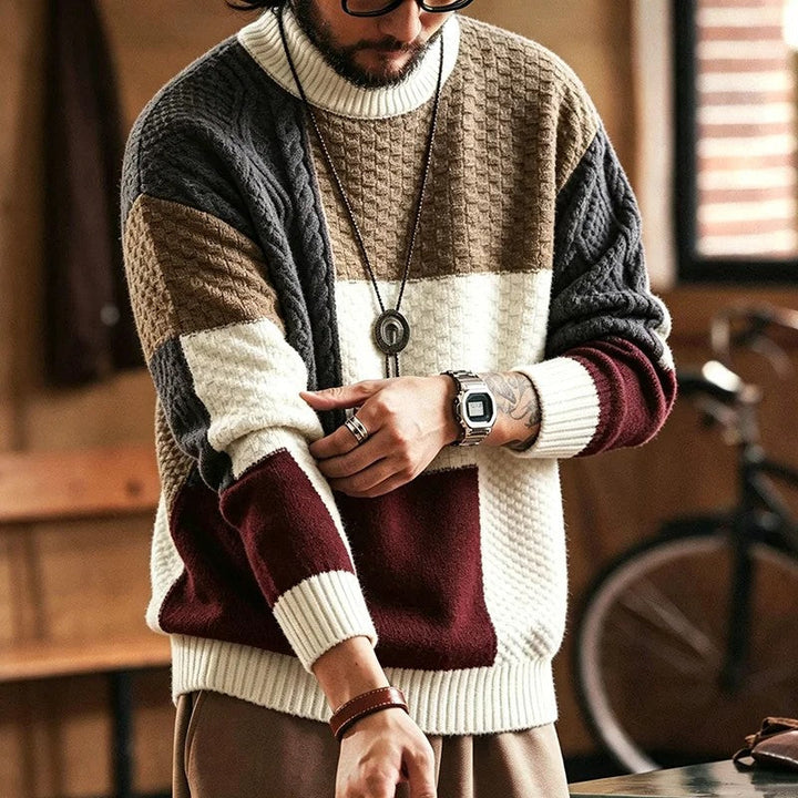 Trevon - Maglione a Trecce Patchwork