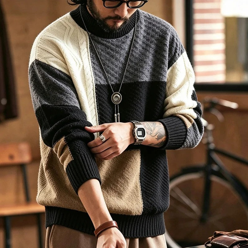 Trevon - Maglione a Trecce Patchwork