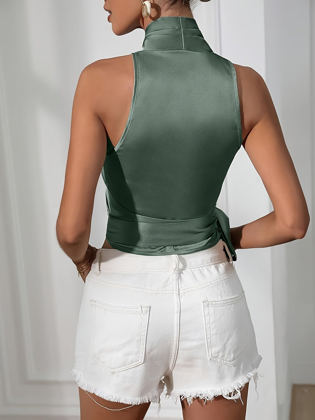 Florentia - Elegante Top Senza Maniche Con Cintura
