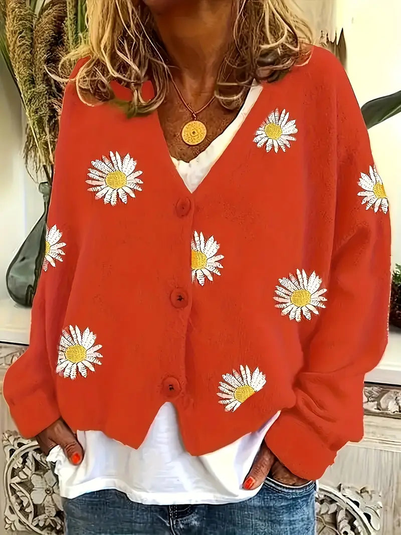 Korina - Elegante Cardigan a Maniche Lunghe Con Bottoni