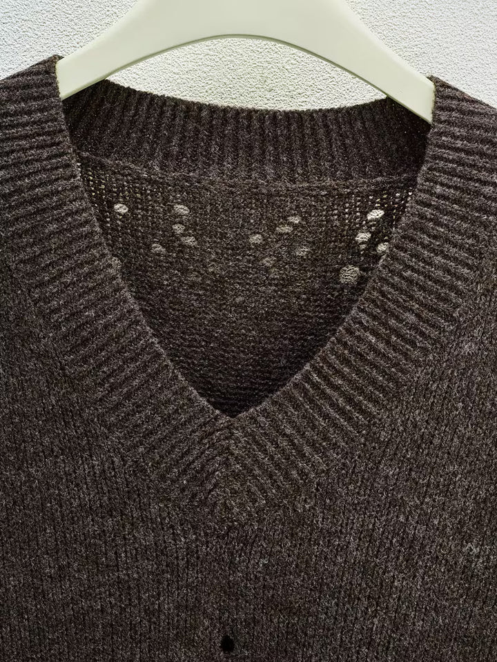 Bimashi - Maglione Ampio a Maniche Lunghe Con Scollo a V
