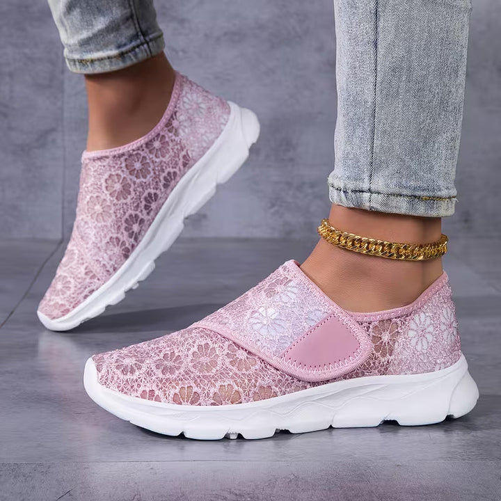 Sabyne - Scarpe da Ginnastica Con Pizzo Floreale e Chiusura a Strappo