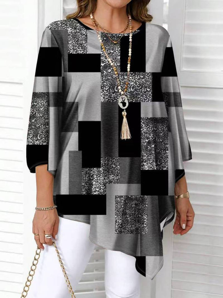 Nurit - Camicetta Oversize a Quadri Con Stampa e Maniche Corte