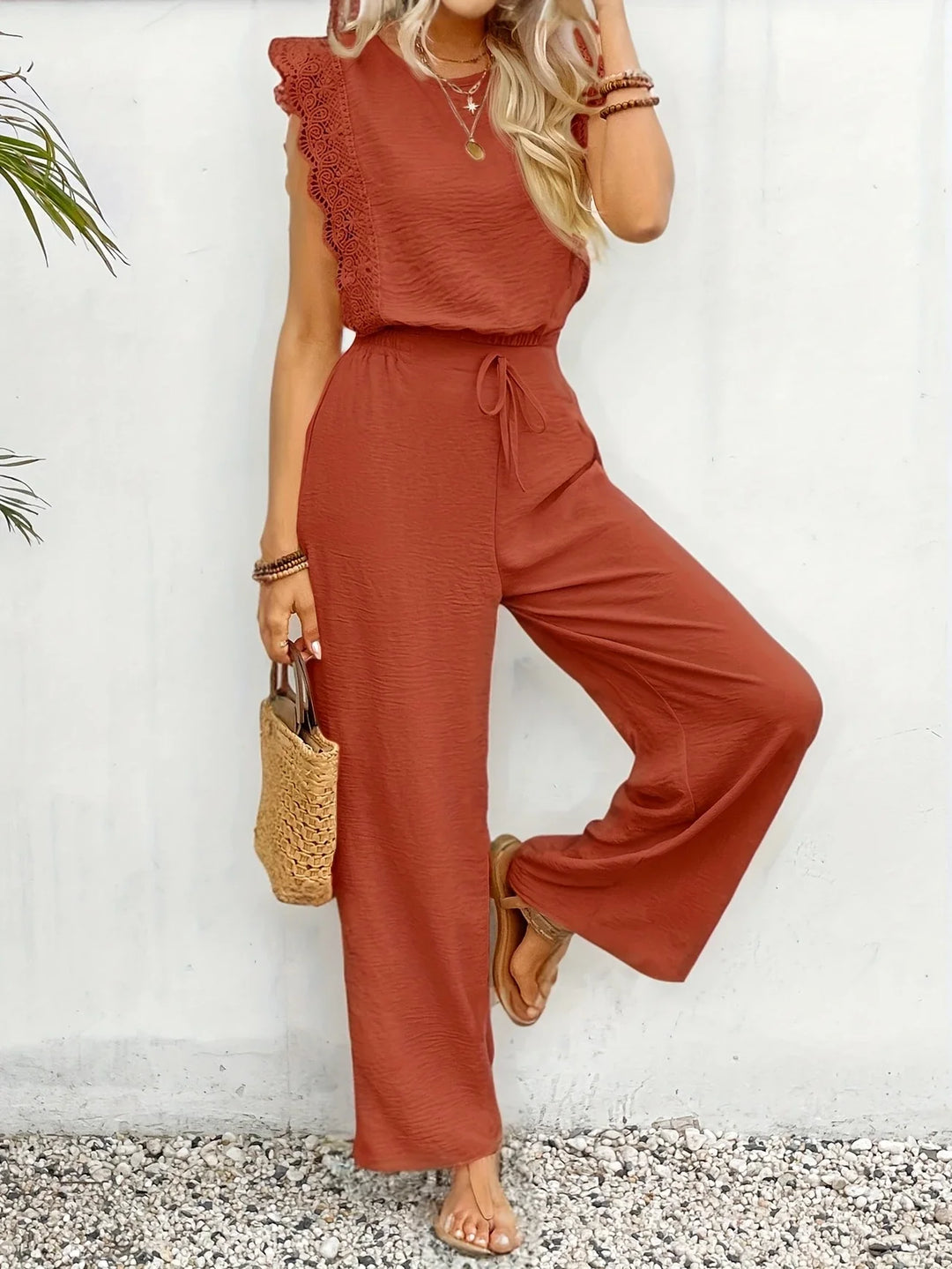 Ziva - Elegante Top In Pizzo e Pantaloni a Gamba Larga