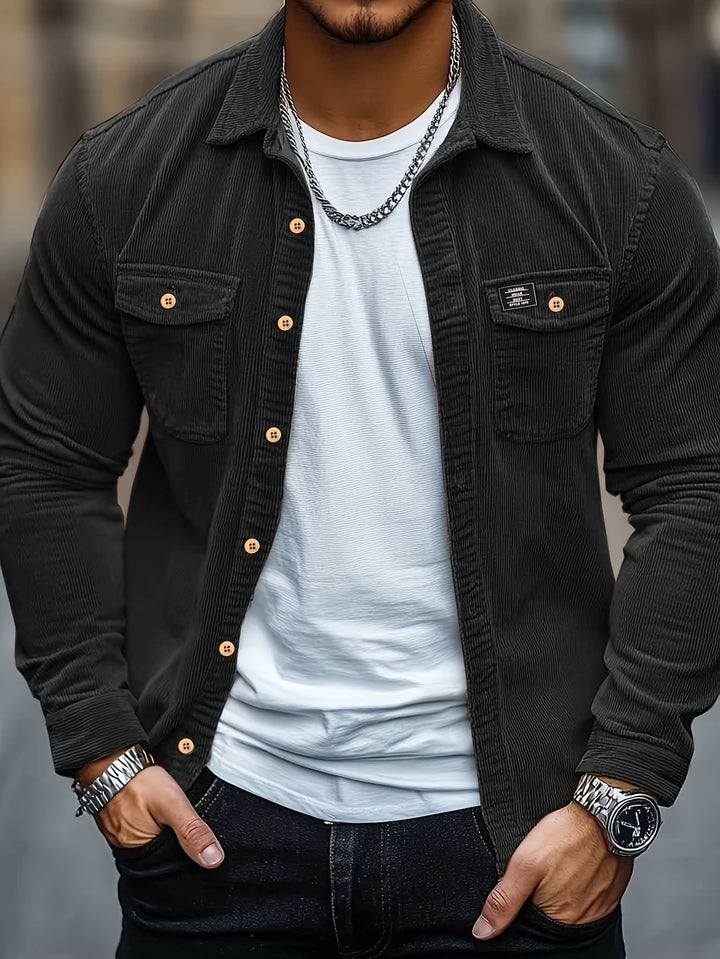 Felipe - Camicia Informale Velluto Coste Con Bottoni
