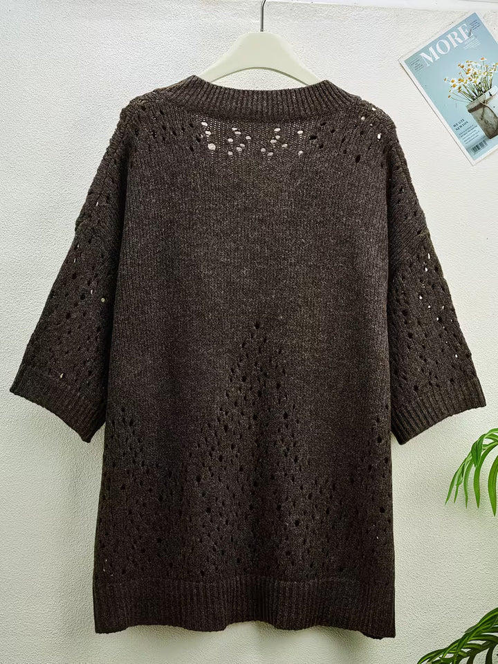 Bimashi - Maglione Ampio a Maniche Lunghe Con Scollo a V