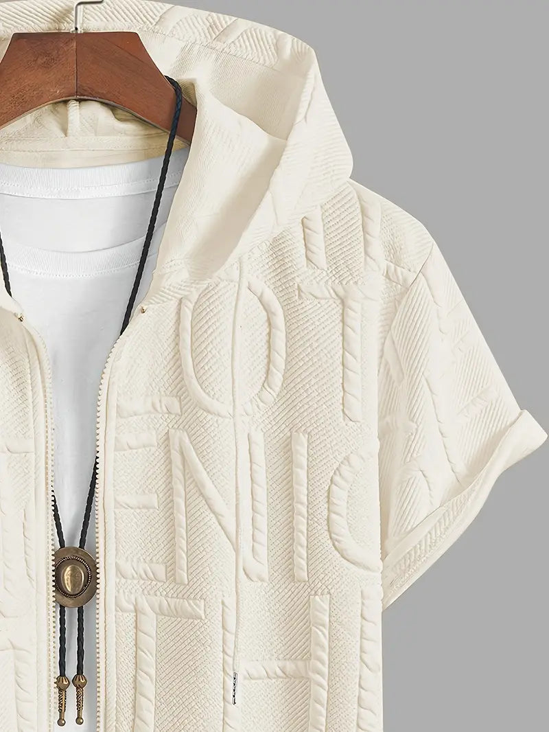 Henryk - Elegante Maglia a Maniche Corte Con Cappuccio e Cerniera