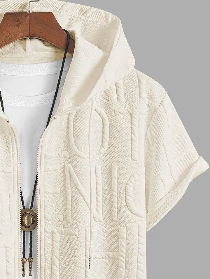 Henryk - Elegante Maglia a Maniche Corte Con Cappuccio e Cerniera