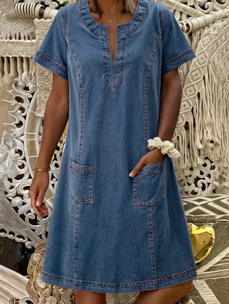 Polixeni - Abito In Morbido Denim