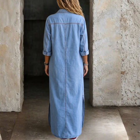 Noshina - Abito Lungo in Denim Con Bottoni Sul Davanti
