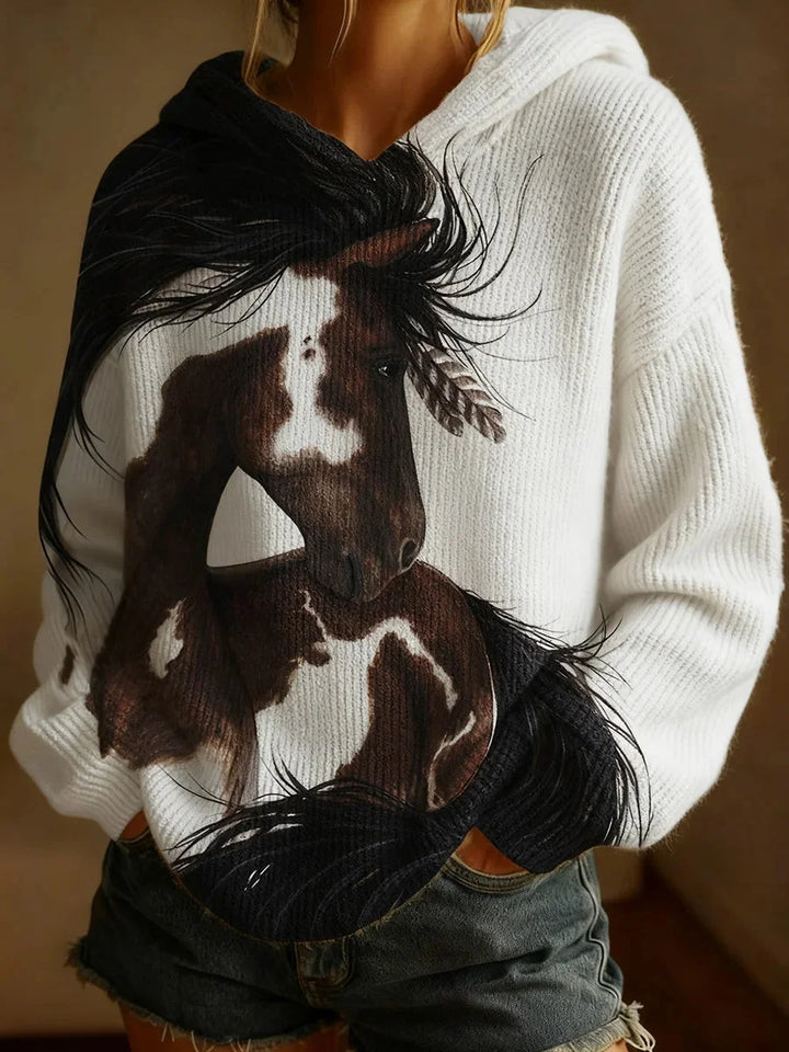 Nariella - Top casual con Stampa Cavalli Retrò