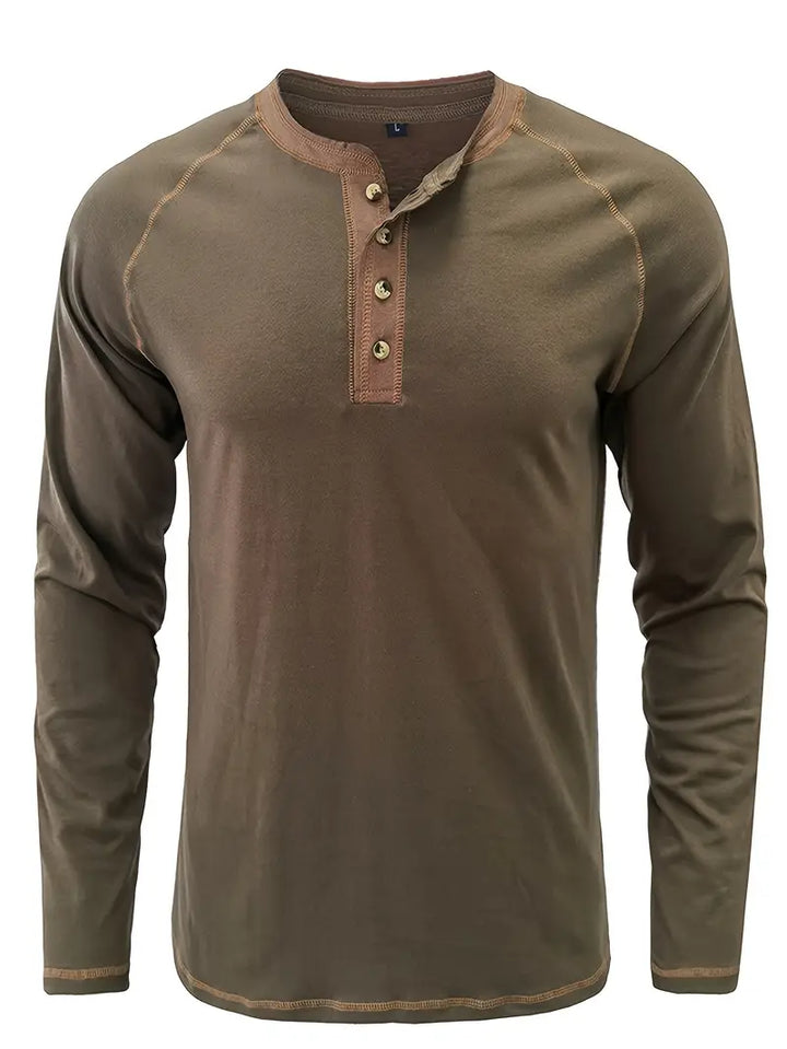 Sharma - Camicia Henley a Maniche Lunghe Con Collo Rotondo