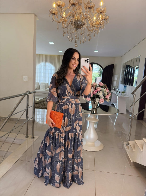 Lella - Elegante Abito Lungo Floreale