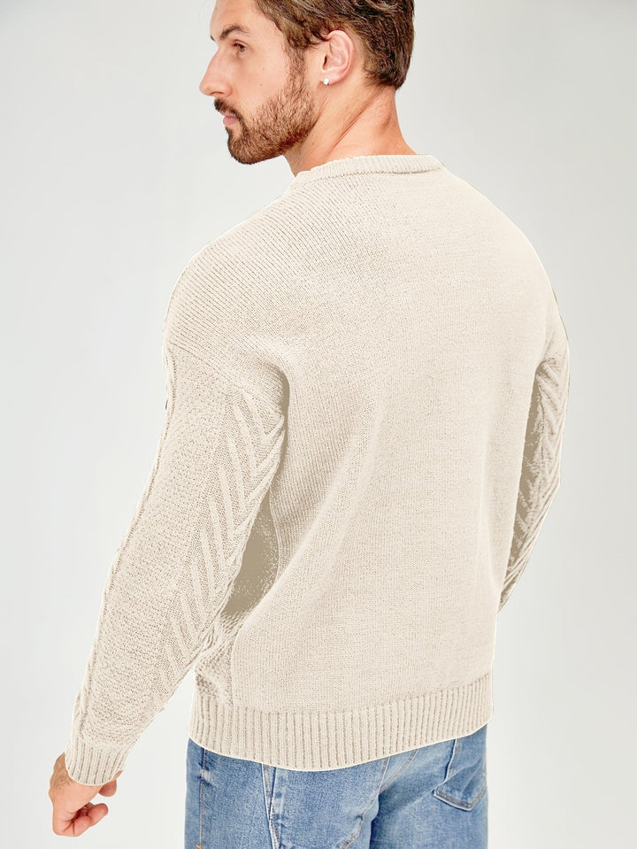 Eiduks - Maglione Classico a Collo Rotondo con Lavorazione a Trecce
