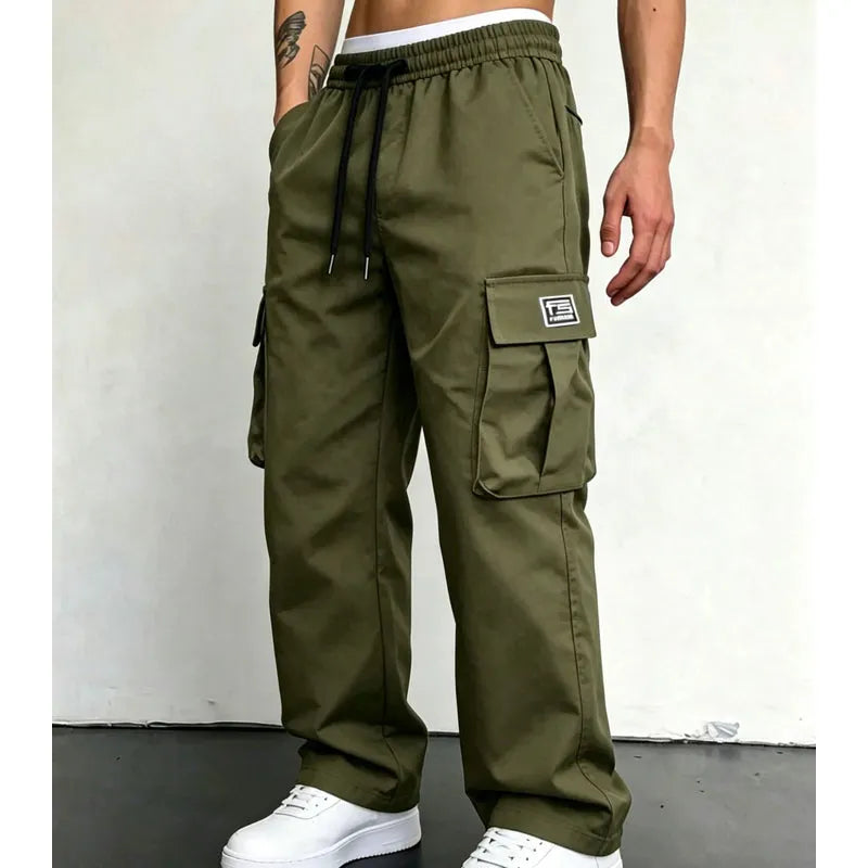Nesham - Pantaloni Cargo Con Coulisse in Vita e Tasche