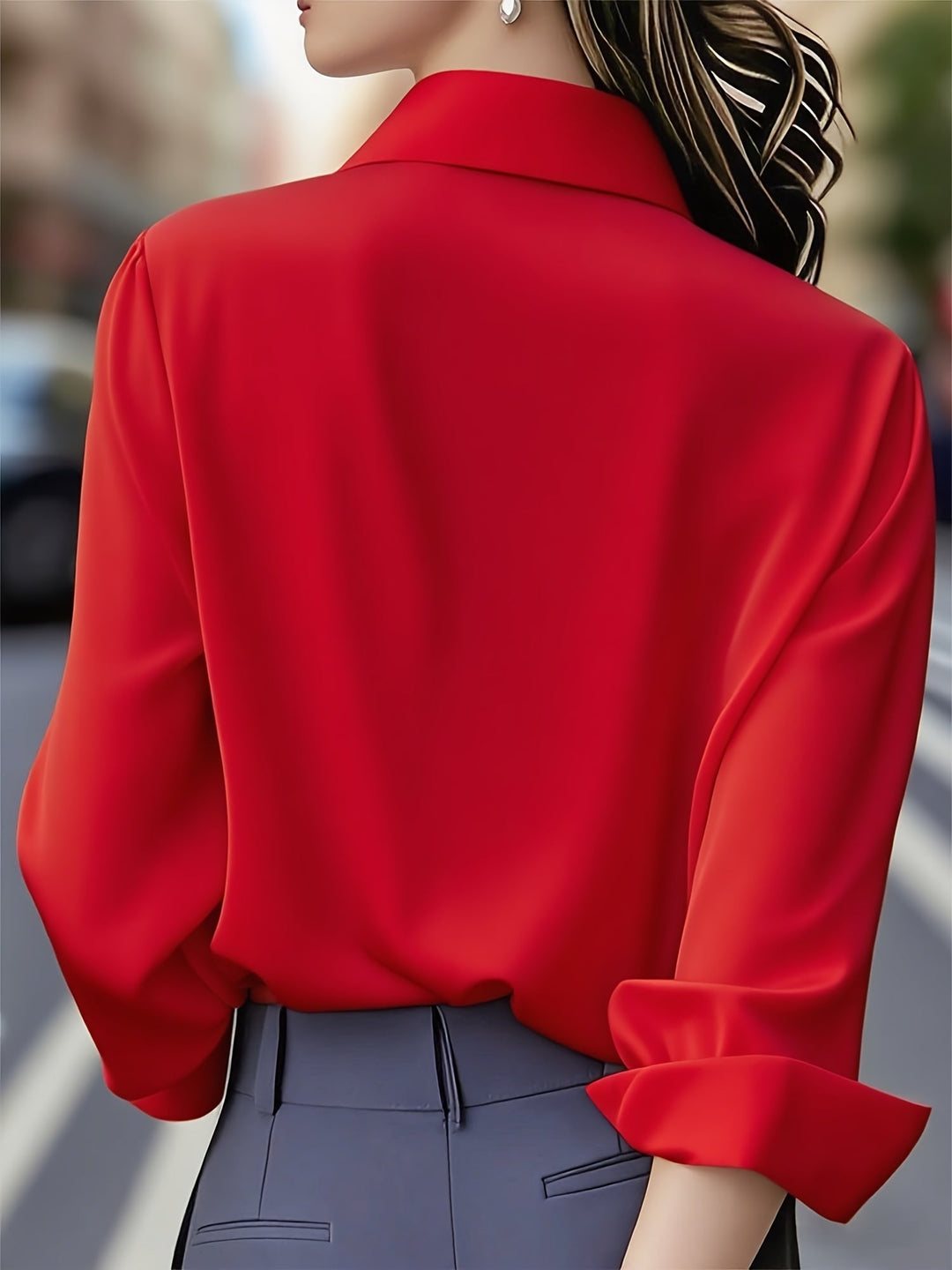 Elenochka - Elegante Camicia A Maniche Lunghe Bottoni