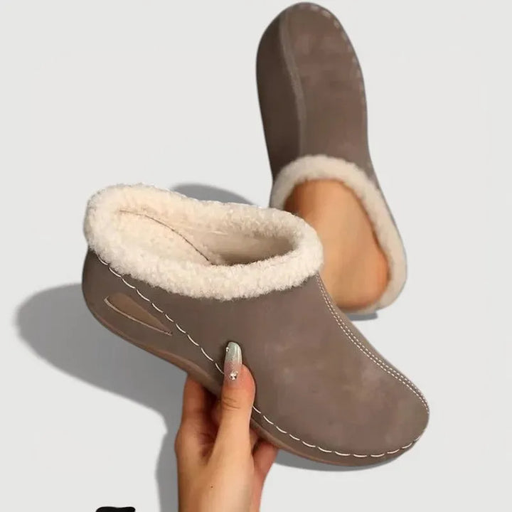 Achly - Pantofole Con Zeppa in Denim Felpato