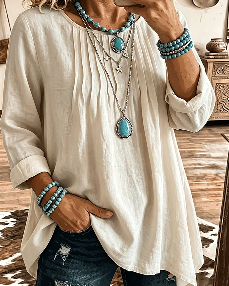 Taireen - Camicetta a Tunica Plissettata in Stile Boho