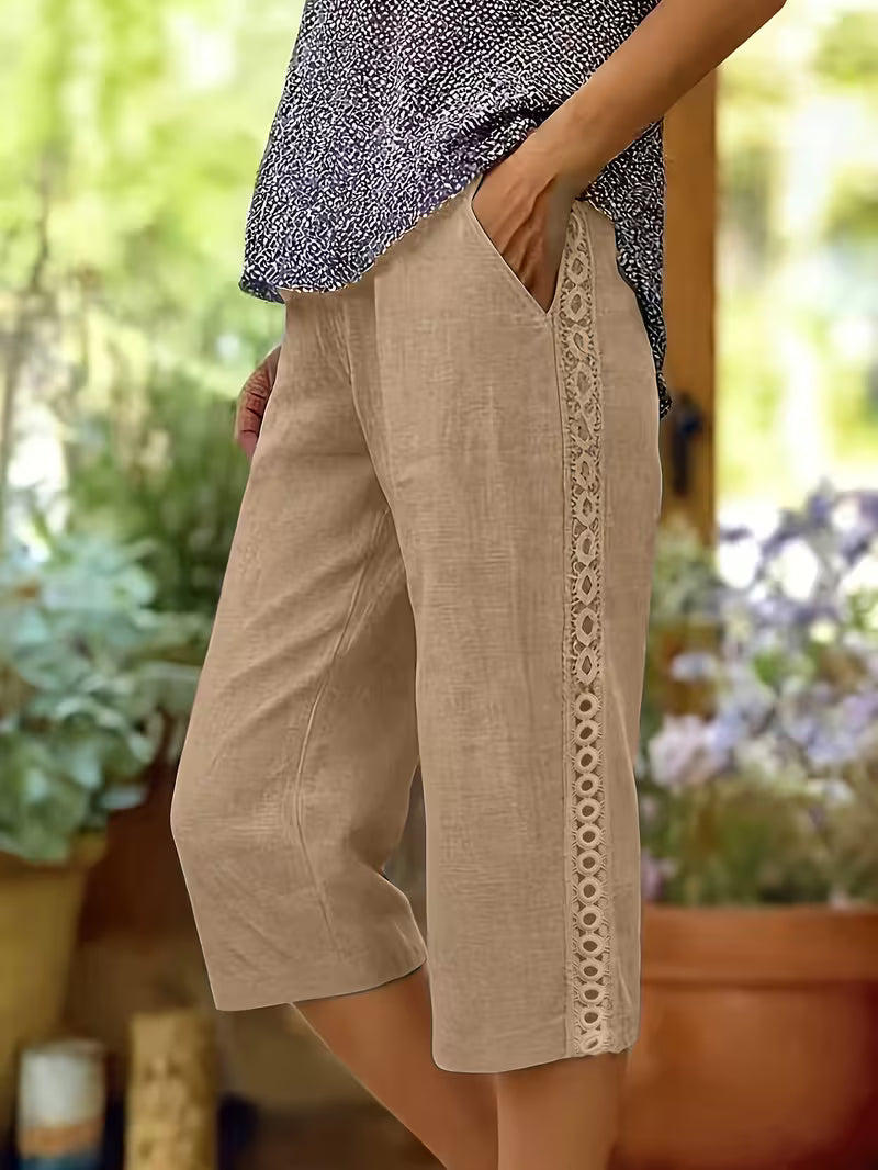 Arnisa - Comodi Pantaloni Estivi Con Tasche Laterali in Pizzo