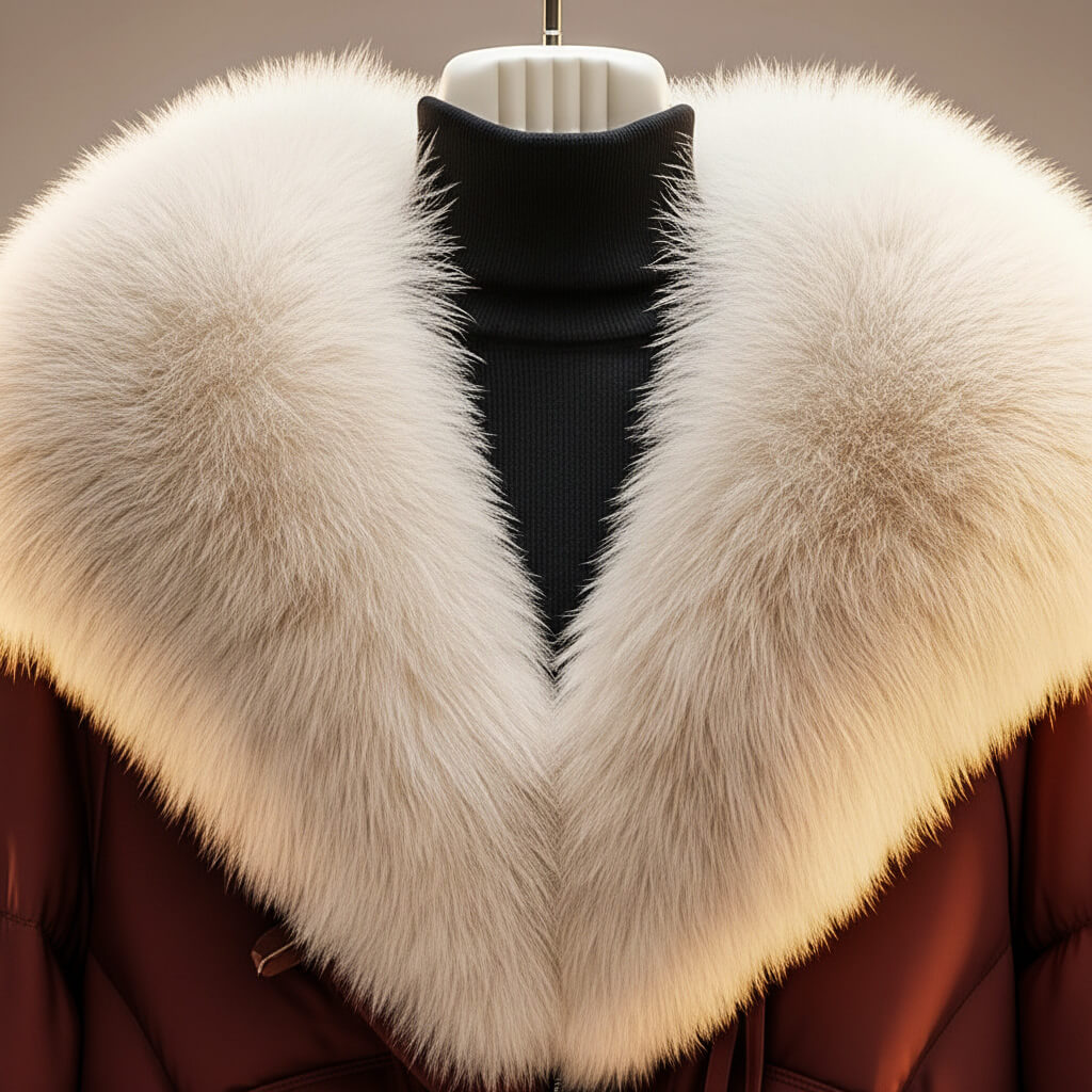 Enina - Elegante Cappotto In Cotone Con Collo In Pelliccia